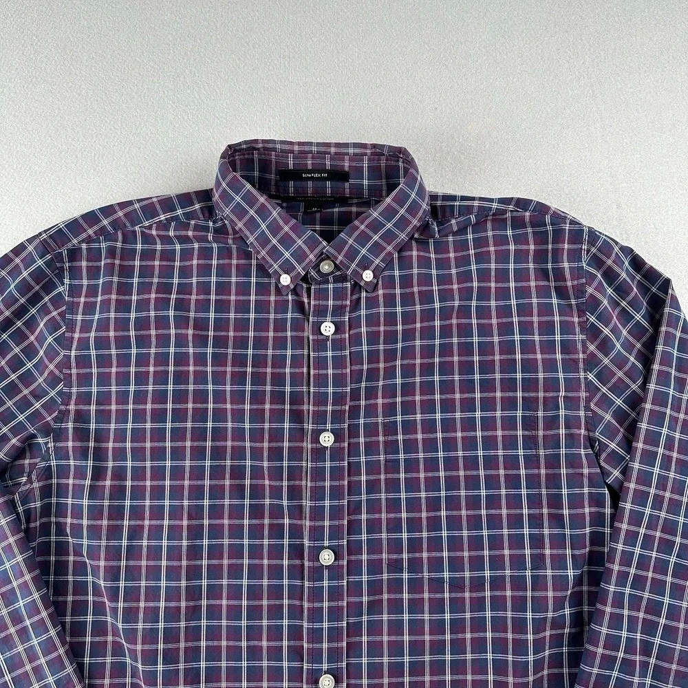 Banana Republic Men's Purple Slim Flex Fit Tech Stretch Cotton Shirt Size Medium